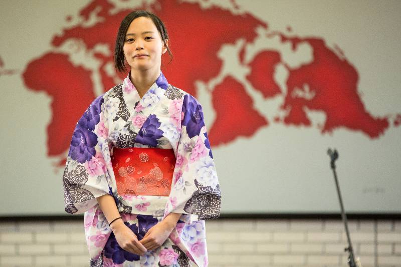 Student wearing Kimono